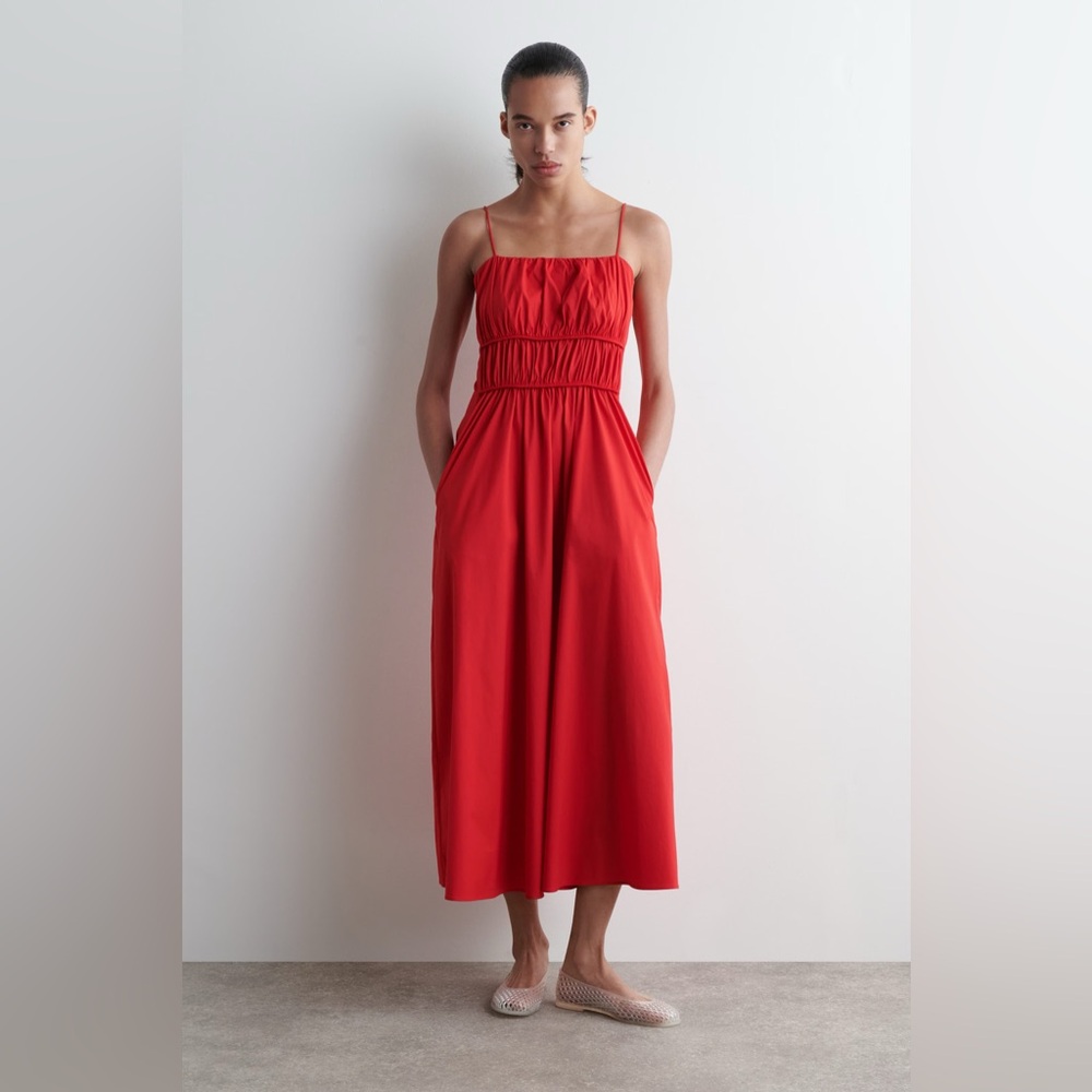 COS Gathered Cotton Midi Dress